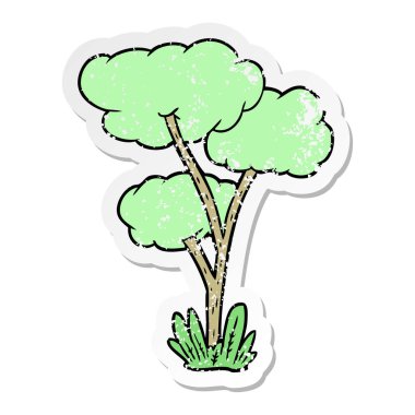 bir çizgi film ağacının sıkıntılı etiket