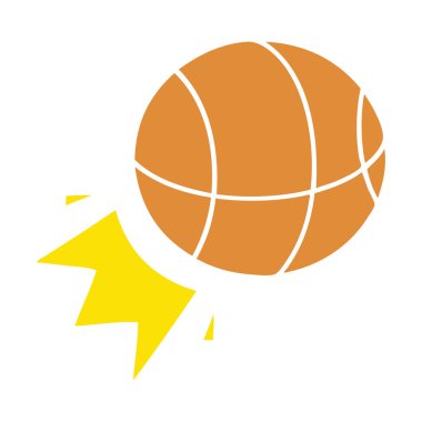 düz renk retro karikatür bir sepet topu