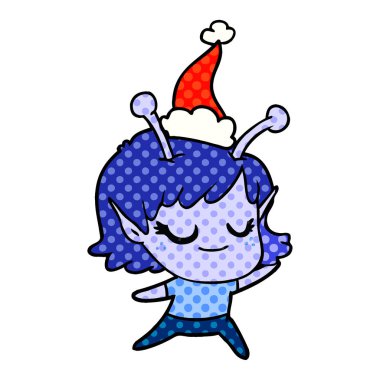 uzaylı kız çizgi roman tarzı illüstrasyon giyen bir sa'nın gülümseyen