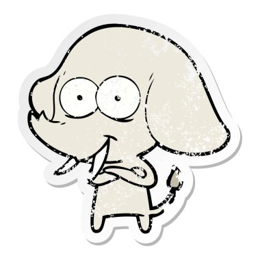 mutlu çizgi film fil sıkıntılı etiket