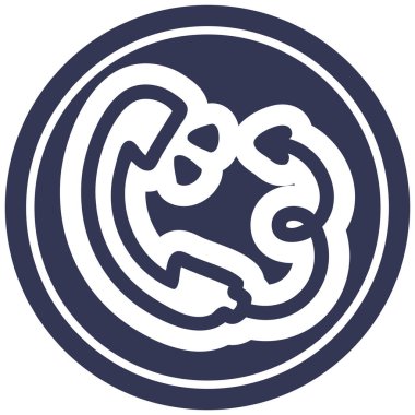 telefon yakışıklı şeytan kuyruk dairesel simgesi simgesi ile