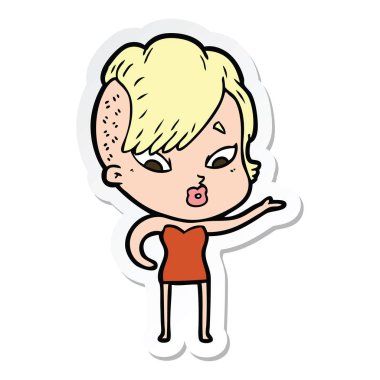 bir çizgi film sürpriz kız etiketi