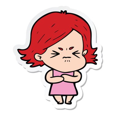 bir çizgi film kızgın kız etiketi