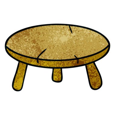 elle çizilmiş karikatür doodle bir ahşap tabure, dokulu