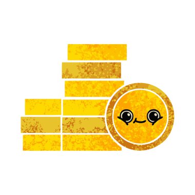 Retro illüstrasyon tarzı çizgi film paralar