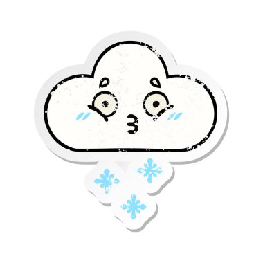 sevimli çizgi kar bulut sıkıntılı etiket