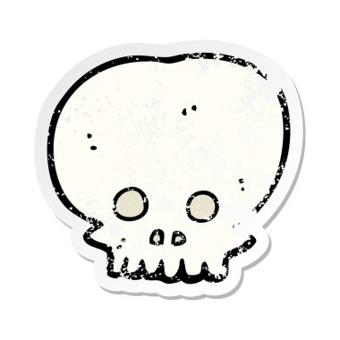 bir çizgi film ürkütücü kafatası sembol Retro sıkıntılı etiket