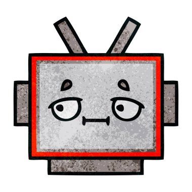 Retro grunge doku karikatür bir robot baş