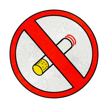 Retro grunge doku karikatür bir Sigara İçilmez işareti izin
