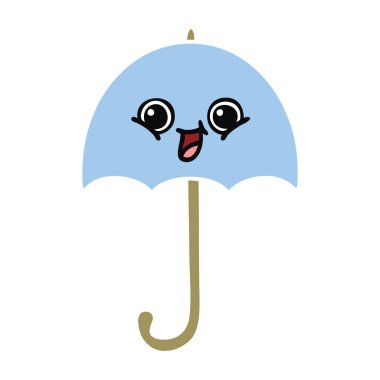 düz renk retro karikatür bir şemsiye