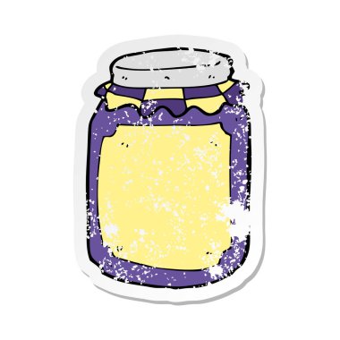 bir çizgi film kavanoz reçel Retro sıkıntılı etiket