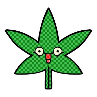 çizgi roman tarzı karikatür marihuana yaprağı