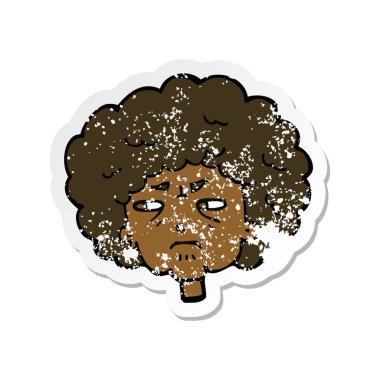 bir çizgi film acı yaşlı kadının Retro sıkıntılı etiket