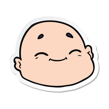 etiket karikatür mutlu bir kel adamın