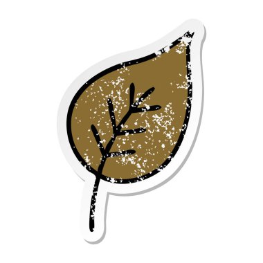 sevimli çizgi sonbahar yaprak sıkıntılı etiket