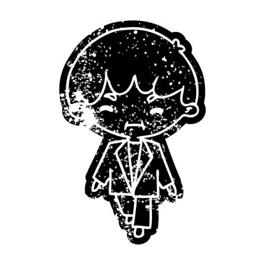 Grunge sıkıntılı simgesi kawaii sevimli çocuk takım elbise