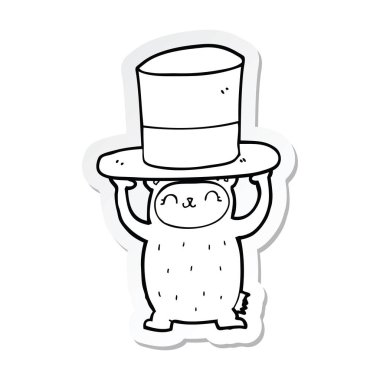 etiket dev şapka ile bir çizgi film ayının