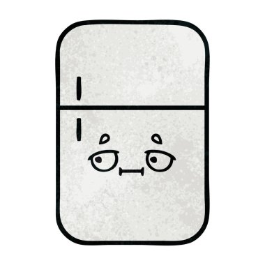 Retro grunge doku karikatür bir buzdolabı derin dondurucu