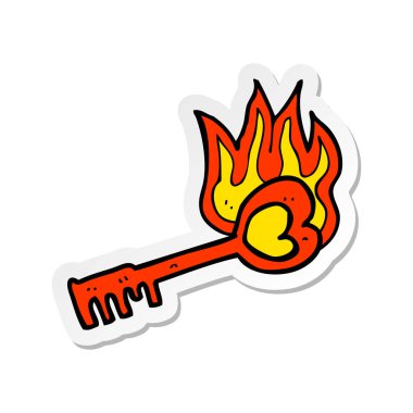 bir çizgi film kalp şeklinde anahtar etiket