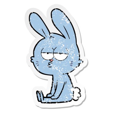 sevimli çizgi tavşan sıkıntılı etiket