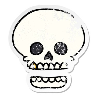 sıkıntılı etiket karikatür doodle bir kafatası başkanı