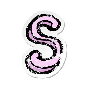 Retro sıkıntılı etiket bir çizgi film mektup S