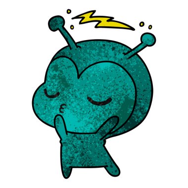 şirin kawaii yabancı serbest el çekilmiş dokulu çizgi film