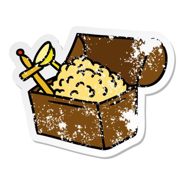 elle çizilmiş bir hazine sandığı, etiket karikatür doodle sıkıntılı