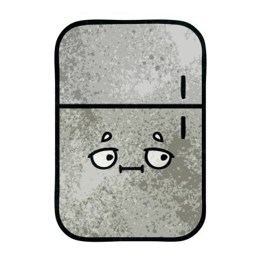 Retro grunge doku karikatür buzdolabı derin dondurucu
