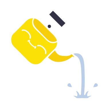 düz renk retro karikatür dökülen bir Kettle
