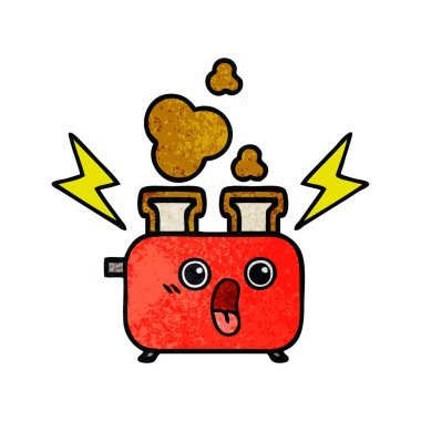 Retro grunge doku karikatür bir ekmek kızartma makinesi,