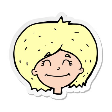 bir karikatür mutlu kadın yüzü etiket