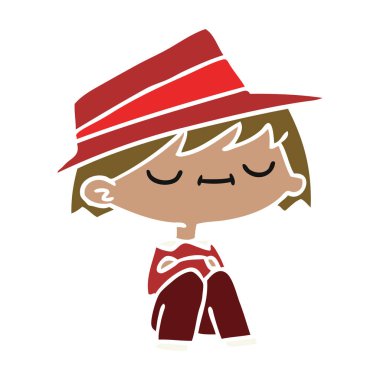 bir şirin kawaii kişinin serbest çizilmiş karikatür