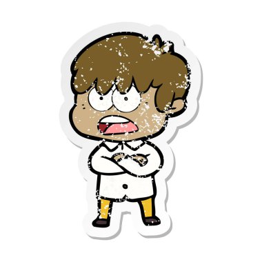 bir endişe çizgi film çocuk sıkıntılı etiket