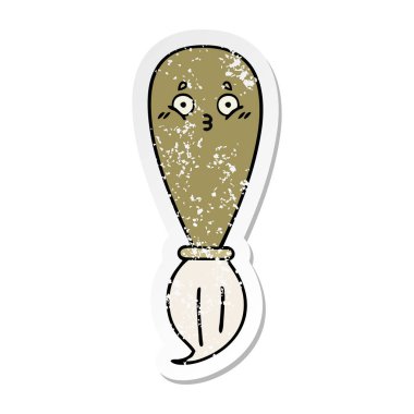 sevimli çizgi boya fırçasının sıkıntılı etiket