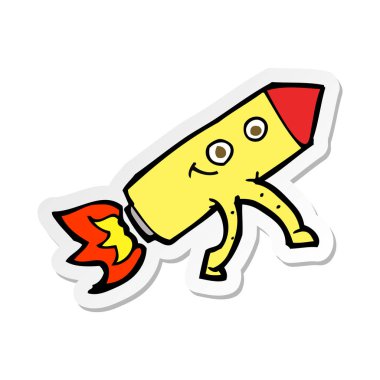 etiket bir karikatür mutlu roket