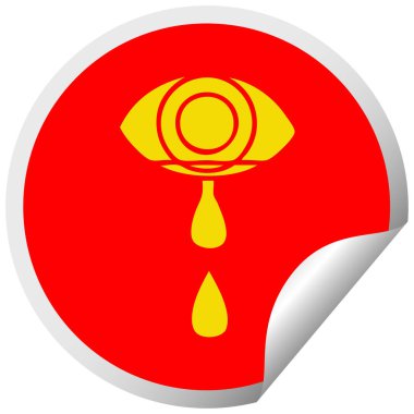 dairesel peeling etiket karikatür bir ağlayan göz