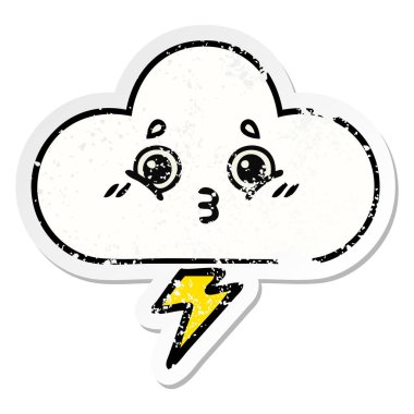 sevimli çizgi fırtına bulutu sıkıntılı etiket