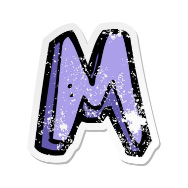 bir çizgi film mektup Retro sıkıntılı etiket