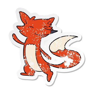 bir karikatür mutlu tilki, sıkıntılı etiket