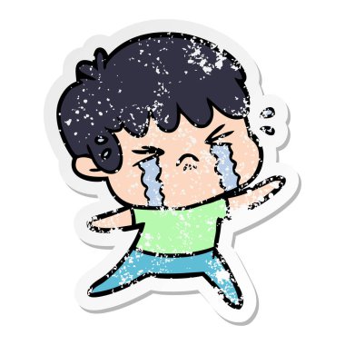 bir çizgi film çocuk ağlıyor sıkıntılı etiket