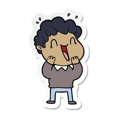 etiket karikatür mutlu bir adamın