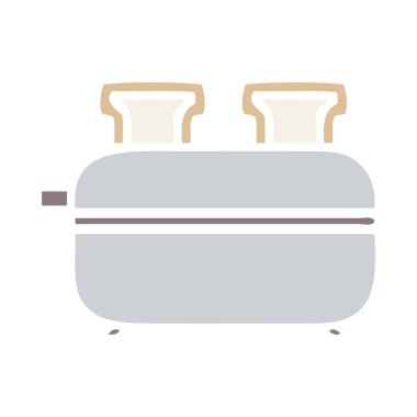 düz renk retro çizgi film çift ekmek kızartma makinesi