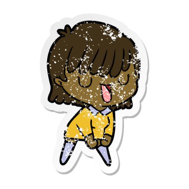 bir çizgi film kadının sıkıntılı etiket