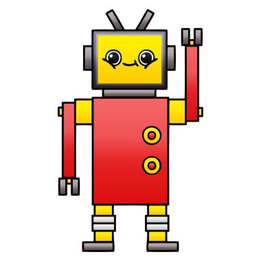 bir robot degrade gölgeli çizgi film