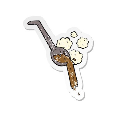 Retro sıkıntılı etiket sos dökme bir karikatür