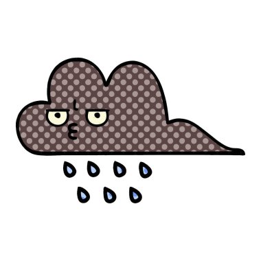 bir fırtına yağmur bulutu çizgi roman tarzı karikatür