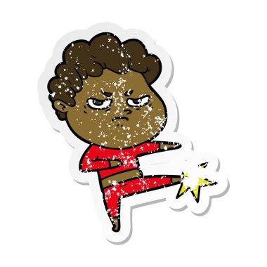 bir çizgi film kızgın adam sıkıntılı etiket