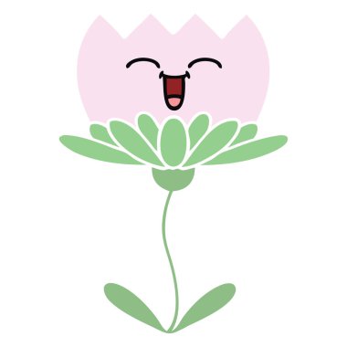 düz renk retro karikatür bir çiçek