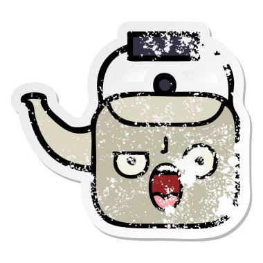 sevimli çizgi Kettle sıkıntılı etiket